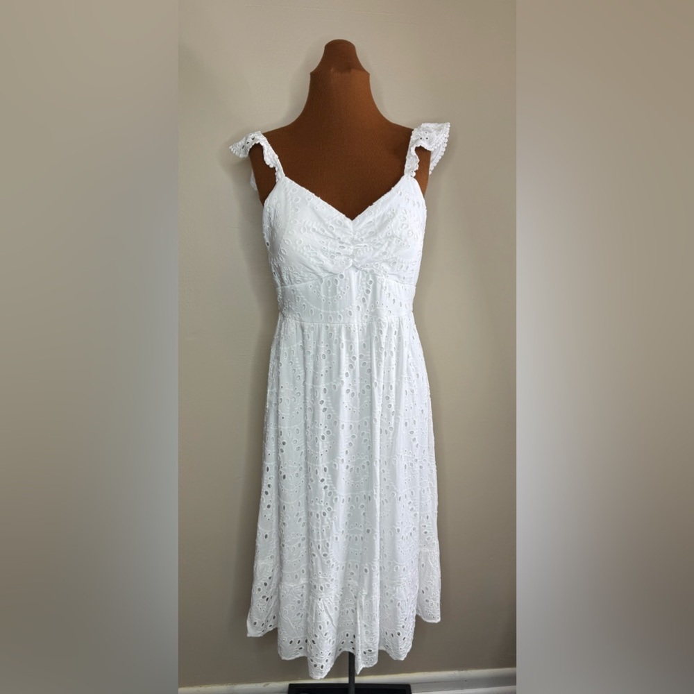 Neat Lily Rose White Eyelet Midi Sundress Sleeveless Size Large